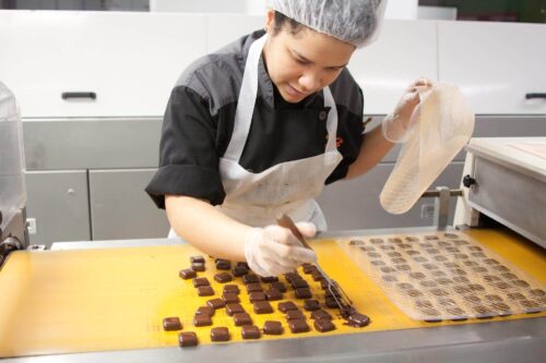 Working at Jacques Torres Chocolate. Photo by Kara Chin.