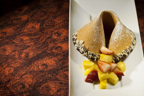 Giant Fortune Cookie Filled With White & Dark Chocolate Mousse