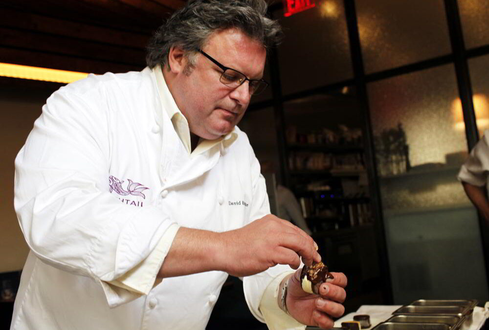 Chef David Burke prepares ice cream.