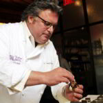 Chef David Burke prepares ice cream.