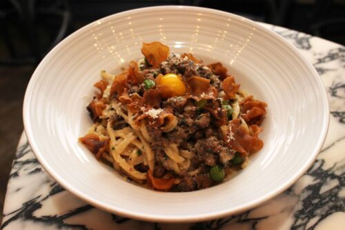 Duck Carbonara by Chef Ed Cotton.