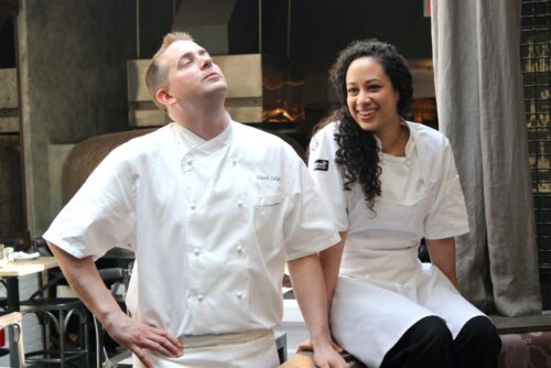 Chef Ed Cotton and his Sous Chef Patricia Vega at a photo shoot.
