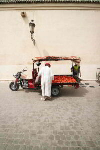 Fruit cart vendor seen in Marrakesh. 2017