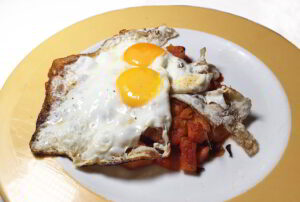 Egg and potatoes. Seville. 2017