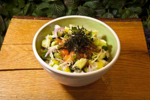 Rising Sun Poke with Salmon by Chef Adin Langille. Photo by Battman.