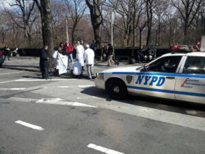 Chef Jean-George Vongerichten and the NYPD during the Street Eats book photoshoot.
