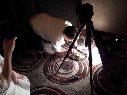 Chef Marcus Gleadow-Ware prepares his dish for the Street Eats book. Photo by Battman.